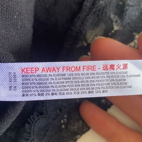 Free People Black Premonitions Lace Trim Bodycon One Shoulder Slip Dress Size M - Picture 13 of 16